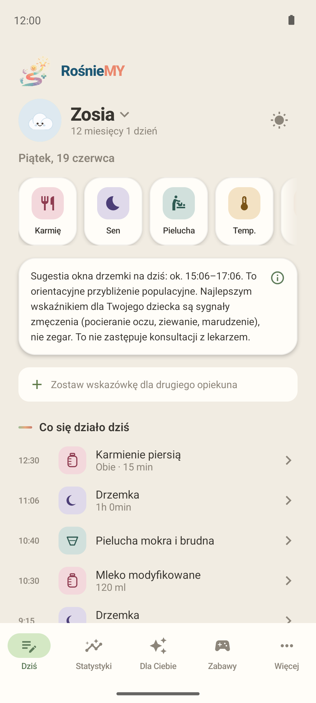 Podgląd ekranu aplikacji RośnieMY